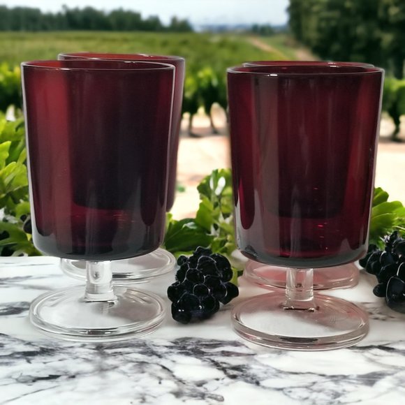 CRISTAL D'ARQUES Ruby Red Glasses Water/Wine/Cordial ,Cavalier Starter Set - Picture 11 of 11